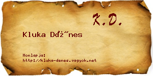 Kluka Dénes névjegykártya